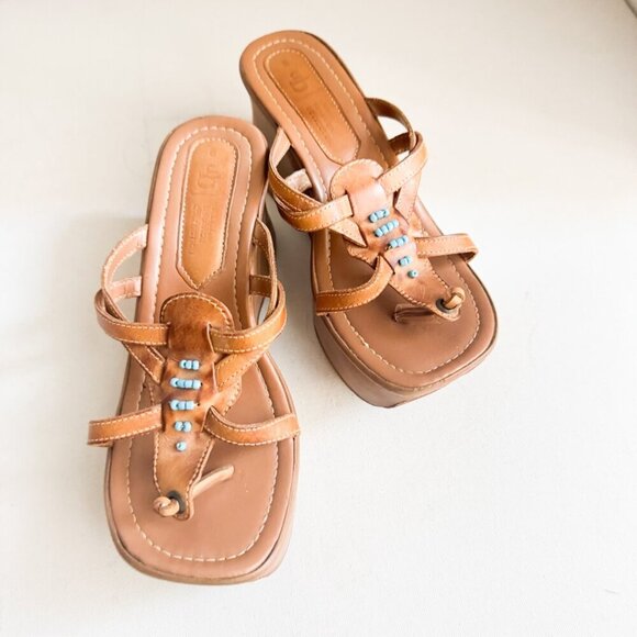 Vintage Urban Behaviour Brown Chunky Platform Leather Sandals 8 - Picture 8 of 11